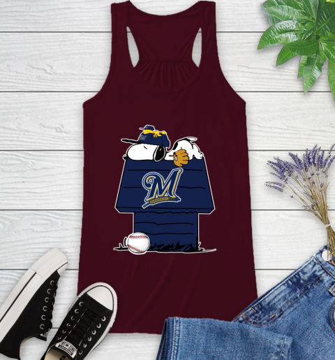 MLB Milwaukee Brewers Snoopy Woodstock The Peanuts Movie Baseball T Shirt Racerback Tank 3