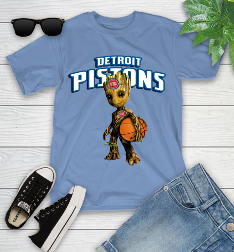 Detroit Pistons NBA Basketball Groot Marvel Guardians Of The Galaxy Youth T-Shirt 11