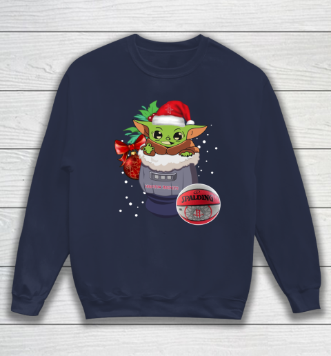 Houston Rockets Christmas Baby Yoda Star Wars Funny Happy NBA Sweatshirt 3