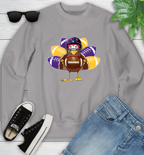 Minnesota Vikings Turkey Thanksgiving Day Youth Sweatshirt 4