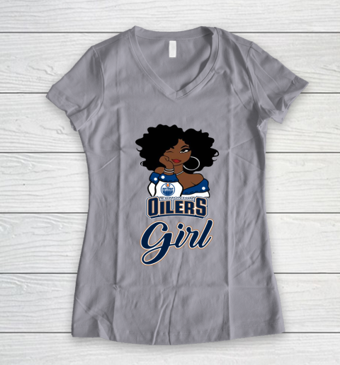Edmonton Oilers Girl NHL Women's V-Neck T-Shirt 4