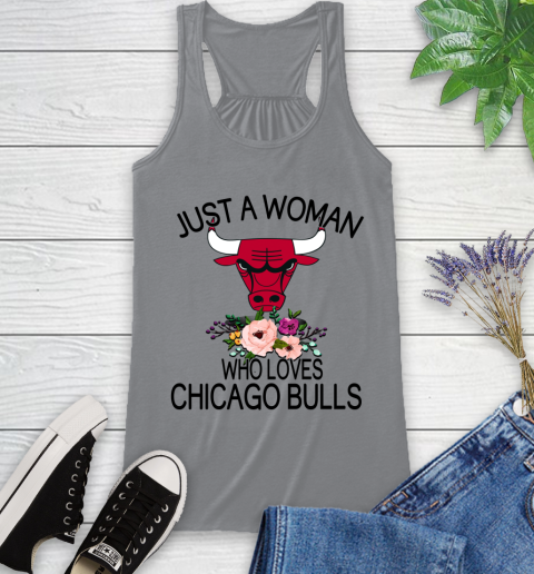 NBA Just A Woman Who Loves Chicago Bulls Basketball Sports Racerback Tank 3