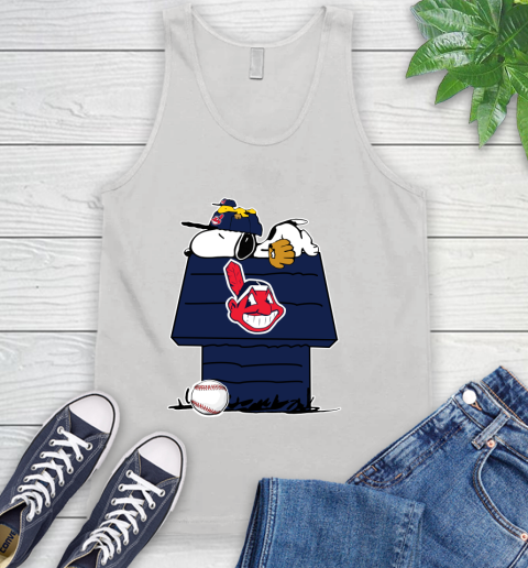 MLB Cleveland Indians Snoopy Woodstock The Peanuts Movie Baseball T Shirt Tank Top
