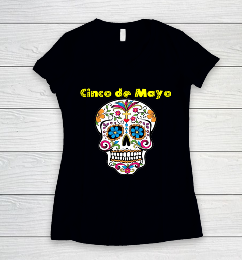 Cinco de Mayo Mexican Sugar Skull Women's V-Neck T-Shirt
