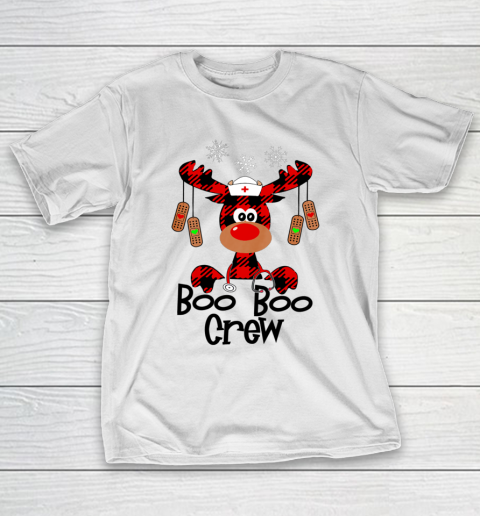 Boo boo crew Reindeer Nurse Christmas buffalo plaid Nursing T-Shirt