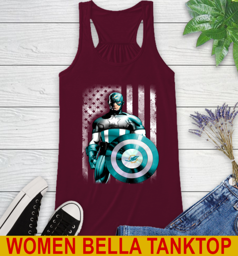 Miami Dolphins NFL Football Captain America Marvel Avengers American Flag Shirt Racerback Tank 2