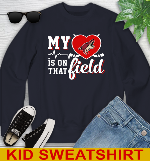 NHL My Heart Is On That Field Hockey Sports Arizona Coyotes Youth Sweatshirt 2
