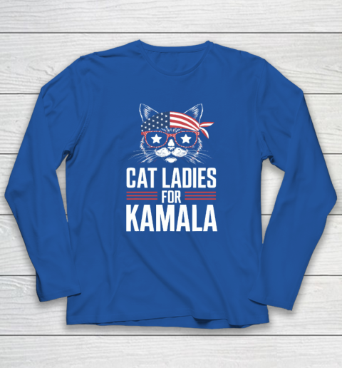 Cat Ladies for Kamala Funny Cat 2024 President Kamala Harris Long Sleeve T-Shirt 5