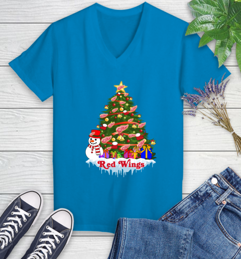 Detroit Red Wings Merry Christmas NHL Hockey Sports Women's V-Neck T-Shirt 7