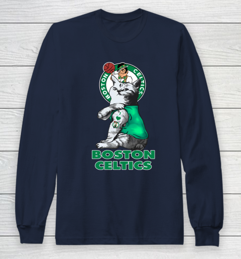 NBA Basketball My Cat Loves Boston Celtics Long Sleeve T-Shirt 2