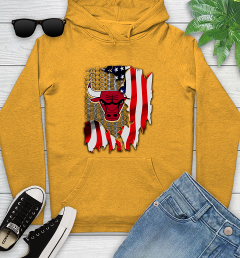 Chicago Bulls NBA Basketball American Flag Youth Hoodie 2