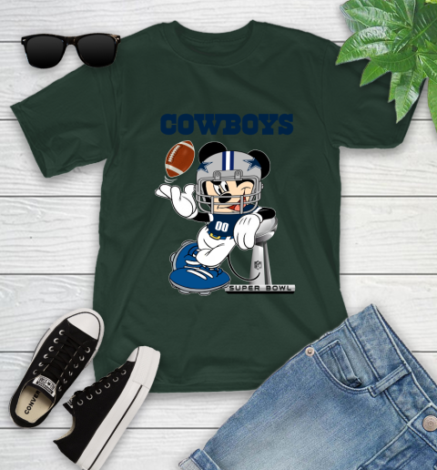 NFL Dallas Cowboys Mickey Mouse Disney Super Bowl Football T Shirt Youth T-Shirt 5