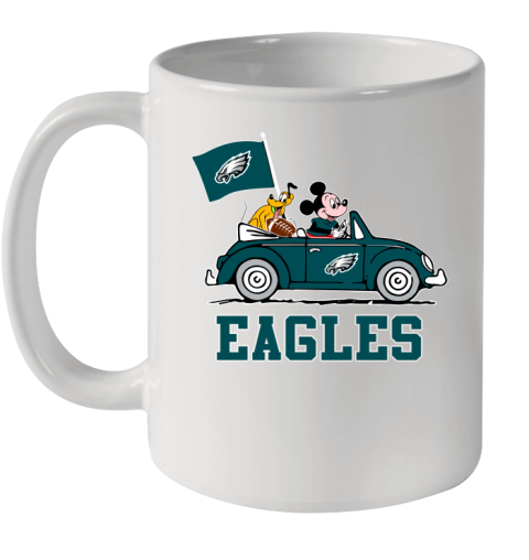 NFL Football Philadelphia Eagles Pluto Mickey Driving Disney Shirt Ceramic Mug 11oz