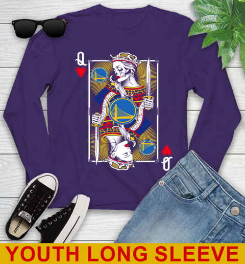 NBA Basketball Golden State Warriors The Queen Of Hearts Card Shirt Youth Long Sleeve 4