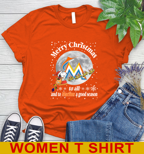 Miami Marlins Merry Christmas To All And To Marlins A Good Season MLB Baseball Sports Women's T-Shirt 3
