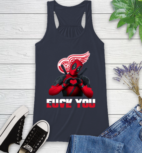 NHL Detroit Red Wings Deadpool Love You Fuck You Hockey Sports Racerback Tank 10