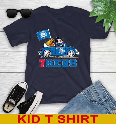 NBA Basketball Philadelphia 76ers Pluto Mickey Driving Disney Shirt Youth T-Shirt 3