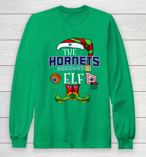 Charlotte Hornets Christmas ELF Funny NBA Long Sleeve T-Shirt 4