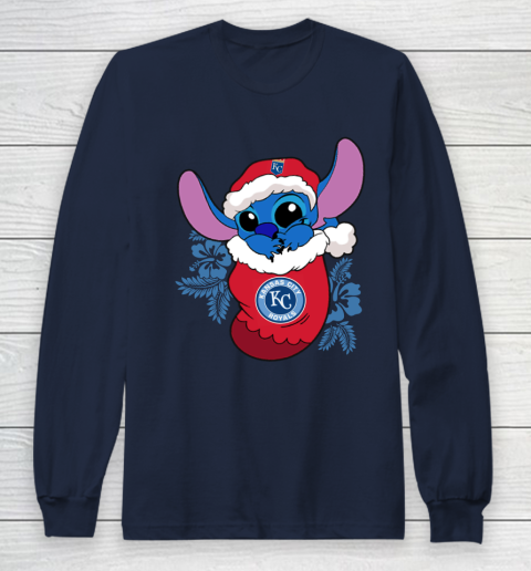 Kansas City Royals Christmas Stitch In The Sock Funny Disney MLB Long Sleeve T-Shirt 4