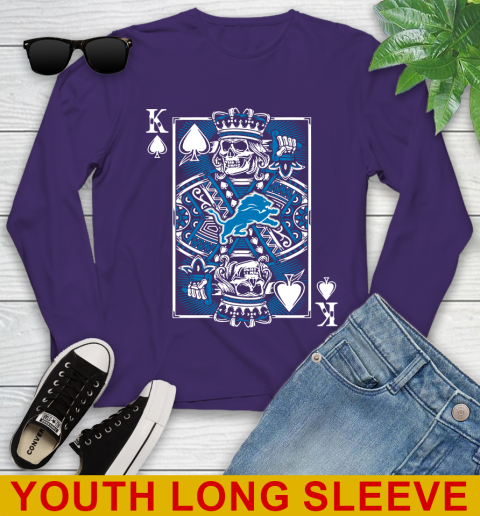Detroit Lions NFL Football The King Of Spades Death Cards Shirt Youth Long Sleeve 4