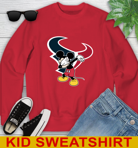 Houston Texans NFL Football Dabbing Mickey Disney Sports Youth Sweatshirt 8