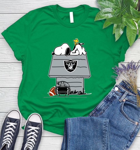 Oakland Raiders NFL Football Snoopy Woodstock The Peanuts Movie Women's T-Shirt 6