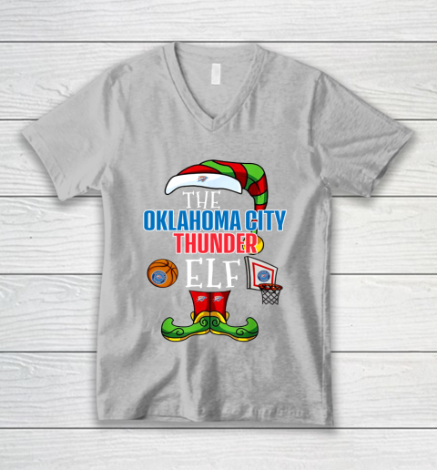 Oklahoma City Thunder Christmas ELF Funny NBA V-Neck T-Shirt 4 Oklahoma City Thunder Christmas ELF Funny NBA V-Neck T-Shirt - Image 4