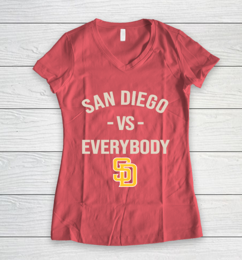 San Diego Padres Vs Everybody Women's V-Neck T-Shirt 4