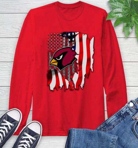 Arizona Cardinals NFL Football American Flag Long Sleeve T-Shirt - Image 12