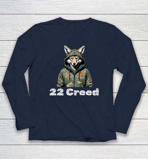 Coyote in Hood 22 Creed Graphic Hunting Long Sleeve T-Shirt 2