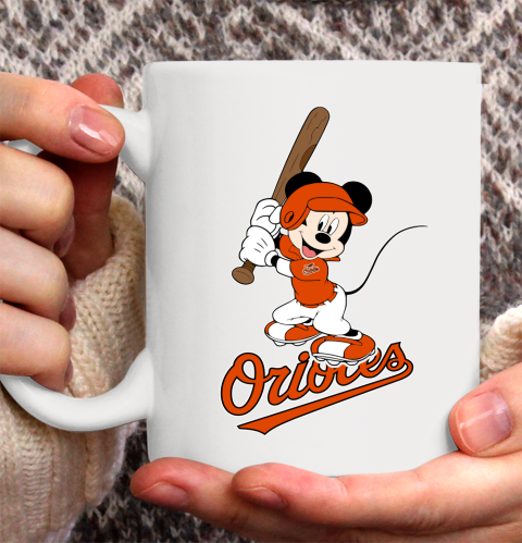 MLB Baseball Baltimore Orioles Cheerful Mickey Mouse Shirt Ceramic Mug 11oz 2