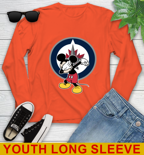 Winnipeg Jets NHL Hockey Dabbing Mickey Disney Sports Youth Long Sleeve 4