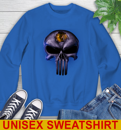 Chicago Blackhawks NHL Hockey Punisher Skull Sports Sweatshirt 11