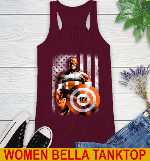 Cincinnati Bengals NFL Football Captain America Marvel Avengers American Flag Shirt Racerback Tank 2