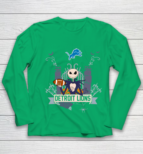 NFL Detroit Lions Football Jack Skellington Halloween Youth Long Sleeve 4