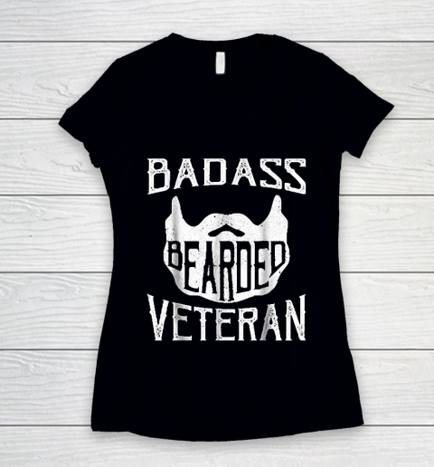 Grandpa Funny Gift Apparel  Badass Bearded Uncle Grandpa Dad Veterans Day Women's V-Neck T-Shirt