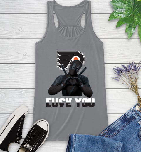 NHL Philadelphia Flyers Deadpool Love You Fuck You Hockey Sports Racerback Tank 4