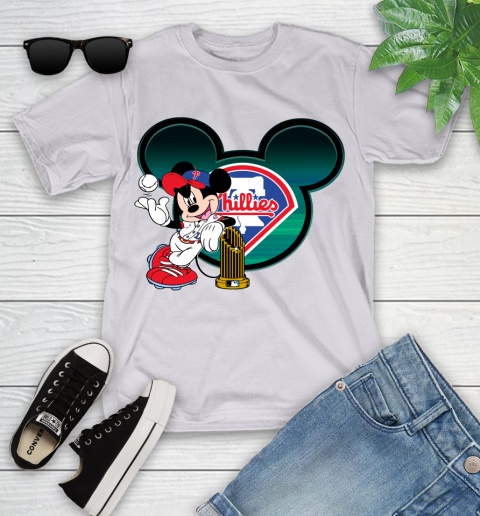 MLB Philadelphia Phillies The Commissioner's Trophy Mickey Mouse Disney Youth T-Shirt 4