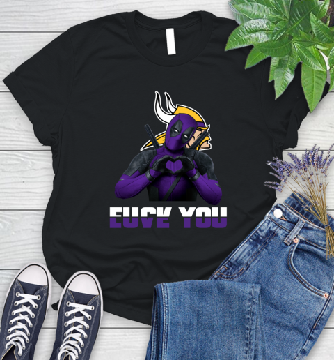 NHL Minnesota Vikings Deadpool Love You Fuck You Football Sports Women's T-Shirt
