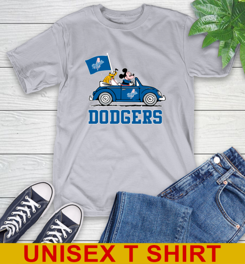 MLB Baseball Los Angeles Dodgers Pluto Mickey Driving Disney Shirt T-Shirt 6