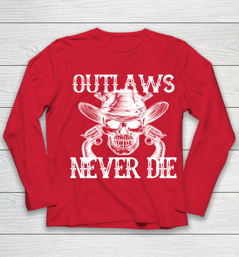 Outlaws Never Die shirt skull biker Youth Long Sleeve 8