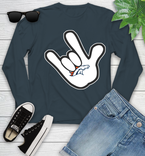 Denver Broncos NFL Football Mickey Rock Hand Disney Youth Long Sleeve 8