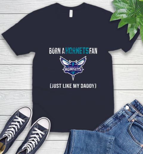 NBA Charlotte Hornets Loyal Fan Just Like My Daddy Basketball Shirt V-Neck T-Shirt 2
