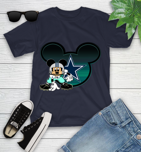 NFL Dallas Cowboys Mickey Mouse Disney Football T Shirt Youth T-Shirt 3