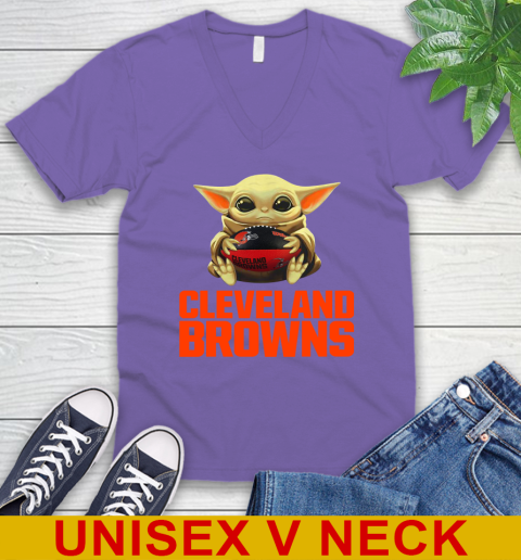 NFL Football Cleveland Browns Baby Yoda Star Wars Shirt V-Neck T-Shirt 9