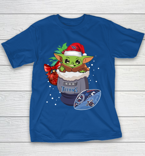 Tennessee Titans Christmas Baby Yoda Star Wars Funny Happy NFL Youth T-Shirt 8