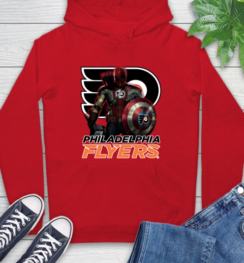 NHL Captain America Thor Spider Man Hawkeye Avengers Endgame Hockey Philadelphia Flyers Hoodie 10