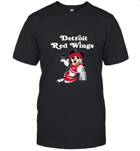 Mickey Detroit Red Wings With The Stanley Cup Hockey NHL Unisex Jersey Tee