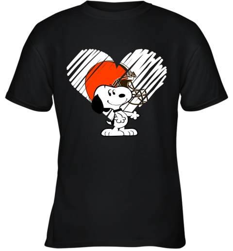 I Love Cleveland Browns Snoopy In My Heart NFL Youth T-Shirt