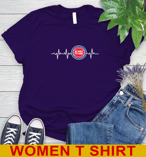Detroit Pistons NBA Basketball Heart Beat Shirt Women's T-Shirt 4
